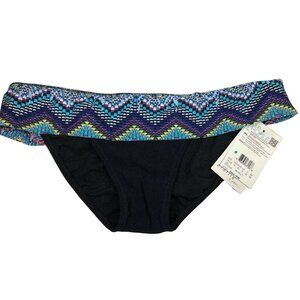 Profile Gottex Swim Suit Bikini Bottoms Womens 12 Skyline Black Fold Over Band